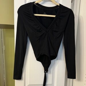Good American Black V-Neck Bodysuit